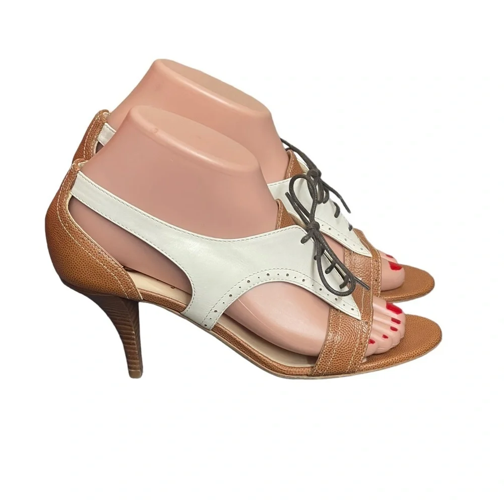 Jour leather lace up beige/tan heels‎ size 37(7)